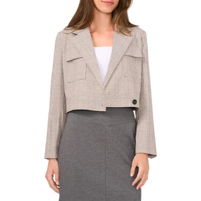 Halogen ® Plaid Crossover Crop Blazer In Brown
