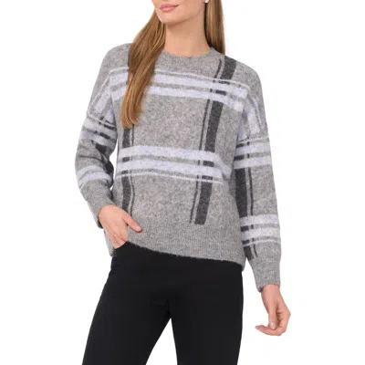 Halogen ® Plaid Jacquard Crewneck Sweater In Gray