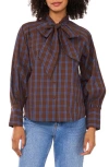 Halogen ® Plaid Tie Neck Button-up Shirt In Animal Print