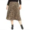 Halogen Pleated Elastic Waist Leopard Print Midi Skirt In Multicolor In Multi