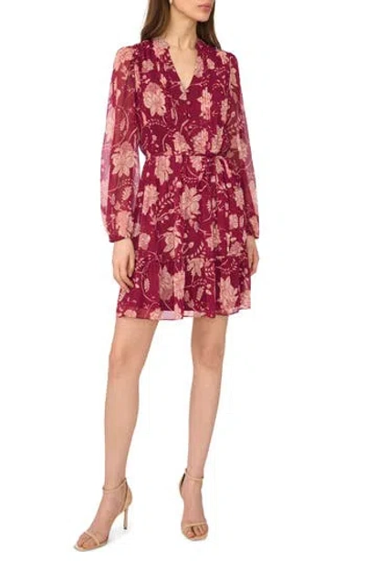 Halogen ® Pleated Long Sleeve Dress In Pink Multi