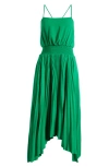 Halogen Pleated Sharkbite Hem Midi Dress In Jolly Green