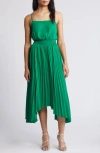 Halogen Pleated Sharkbite Hem Midi Dress In Jolly Green