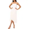Halogen ® Pleated Sharkbite Hem Midi Dress In New Ivory