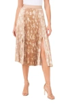 Halogen Pleated Slit Hem Midi Skirt In Beige