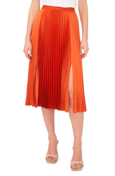 Halogen Pleated Slit Hem Midi Skirt In Burnt Orange