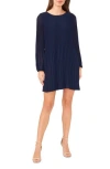 Halogen (r) Plissé Long Sleeve Dress In Classic Navy