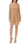 Halogen (r) Plissé Long Sleeve Dress In Truffle Brown