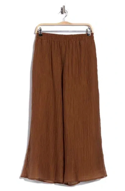 Halogen ® Plissé Pleats Pull-on Wide Leg Pants In Brown