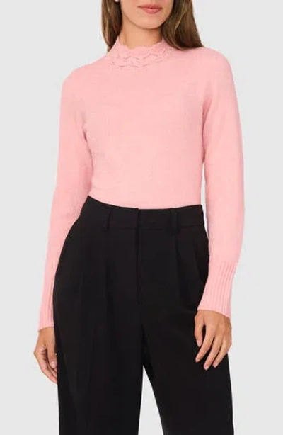 Halogen ® Pointelle Mock Neck Sweater In Bridal Rose