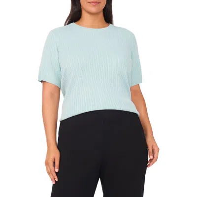 Halogen ® Pointelle Stitch Short Sleeve Sweater In Blue