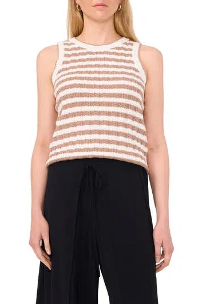 Halogen ® Pointelle Stripe Sweater Tank In Amphora White/antique White