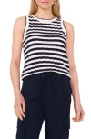 Halogen ® Pointelle Stripe Sweater Tank In Classic Navy/antique White