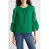 Halogen ® Polka Dot Ruffle Cuff Top In Green