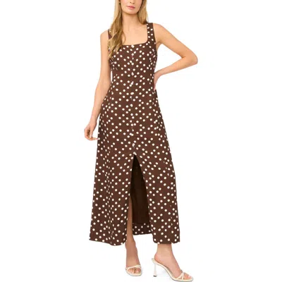 Halogen ® Polka Dot Sleeveless Dress In Brown