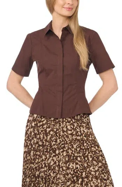 Halogen ® Princess Seam Button-up Shirt In Brown