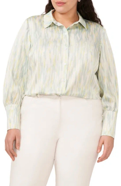 Halogen Print Button-up Shirt In Fresh Mint Green