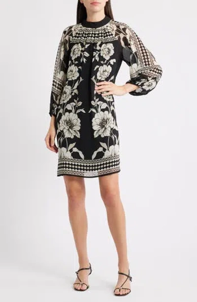 Halogen ® Print Long Sleeve Shift Dress In Multi