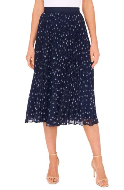 Halogen Print Pleated Skirt In Classic Navy Blue