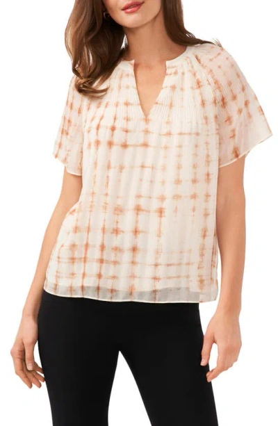 Halogen Print Pleated Top In Orange Clay