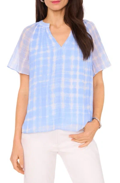 Halogen Print Pleated Top In Placid Blue