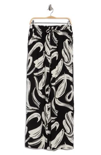 Halogen ® Print Tie Waist Wide Leg Pants In Black