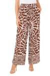 Halogen Print Tie Waist Wide Leg Pants In Cocoa Brown
