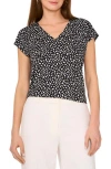 Halogen ® Print V-neck Dolman Sleeve Knit Shirt In Rich Black Dot