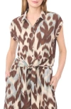Halogen ® Printed Button-up Top In Brown
