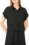 Halogen ® Printed Button-up Top In Rich Black 060