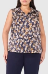 Halogen ® Printed Sleeveless Button-up Top In Classic Navy