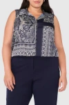 Halogen ® Printed Sleeveless Button-up Top In Classic Navy Print
