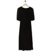 Halogen ® Puff Sleeve Faux Wrap Midi Dress In Black