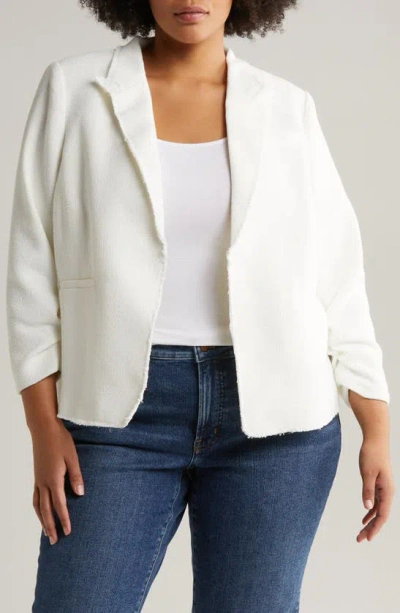 Halogen Raw Hem Crop Blazer In New Ivory