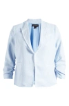 Halogen Raw Hem Crop Blazer In Placid Blue