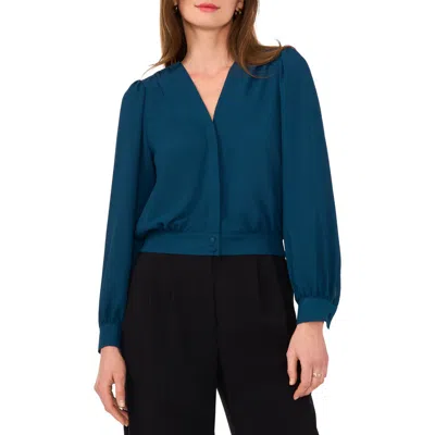 Halogen ® Relaxed V-neck Button-up Shirt In Reflecting Pond Teal