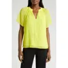 Halogen Release Pleat Blouse In Lime Yellow