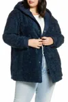 Halogen Reversible Coat Jacket Faux Fur Quilted In Blue In Blue