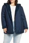 Halogen Reversible Quilted Sherpa Faux Fur Jacket In Blue In Blue