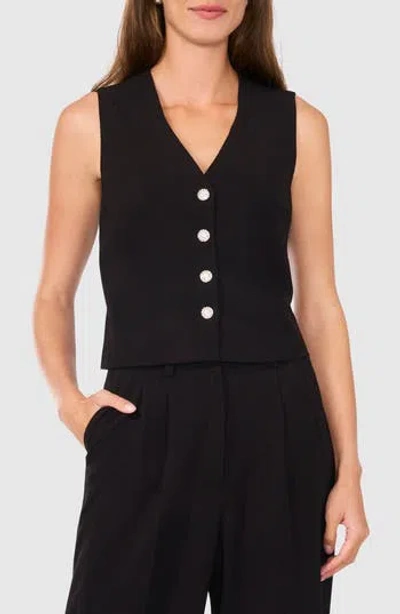 Halogen ® Rhinestone Button Vest In Rich Black