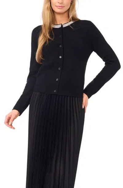 Halogen ® Rhinestone Collar Cardigan In Black
