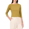 Halogen ® Rib Boat Neck Three-quarter Sleeve Top In Green Moss