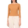 Halogen ® Rib Boat Neck Three-quarter Sleeve Top In Sugar Camel