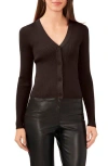 Halogen ® Rib Cardigan In Deep Mahogany Brown