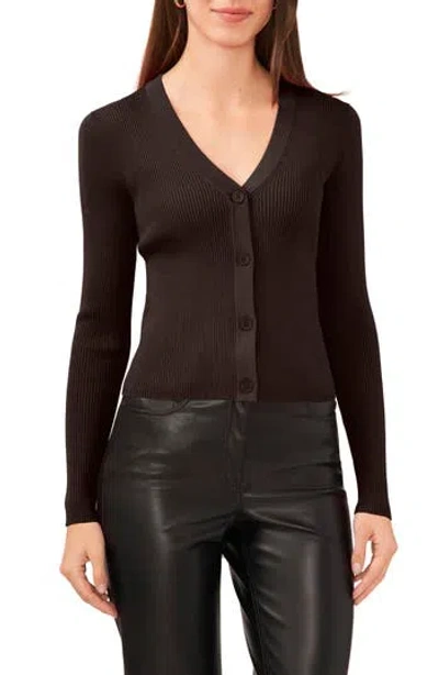 Halogen ® Rib Cardigan In Deep Mahogany Brown