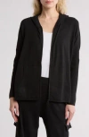 Halogen ® Rib Knit Hoodie In Rich Black