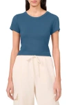 Halogen ® Short Sleeve Crop Sweater In Blue Tapestry