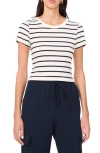 Halogen ® Rib Knit Jersey T-shirt In New Ivory Stripe