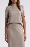 Halogen ® Rib Mock Neck Top In Warm Ash Brown