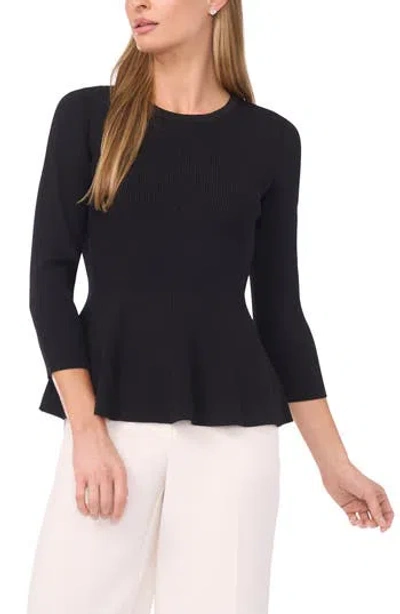 Halogen ® Rib Peplum Sweater In Rich Black